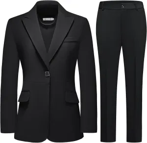 MODFUL Pant Suits for Women Business Suit Set 2 Piece Slim Fit Blazer Jacket One Button Formal Suit