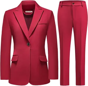 MODFUL Pant Suits for Women Business Suit Set 2 Piece Slim Fit Blazer Jacket One Button Formal Suit