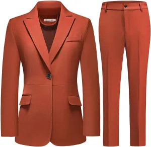 MODFUL Pant Suits for Women Business Suit Set 2 Piece Slim Fit Blazer Jacket One Button Formal Suit