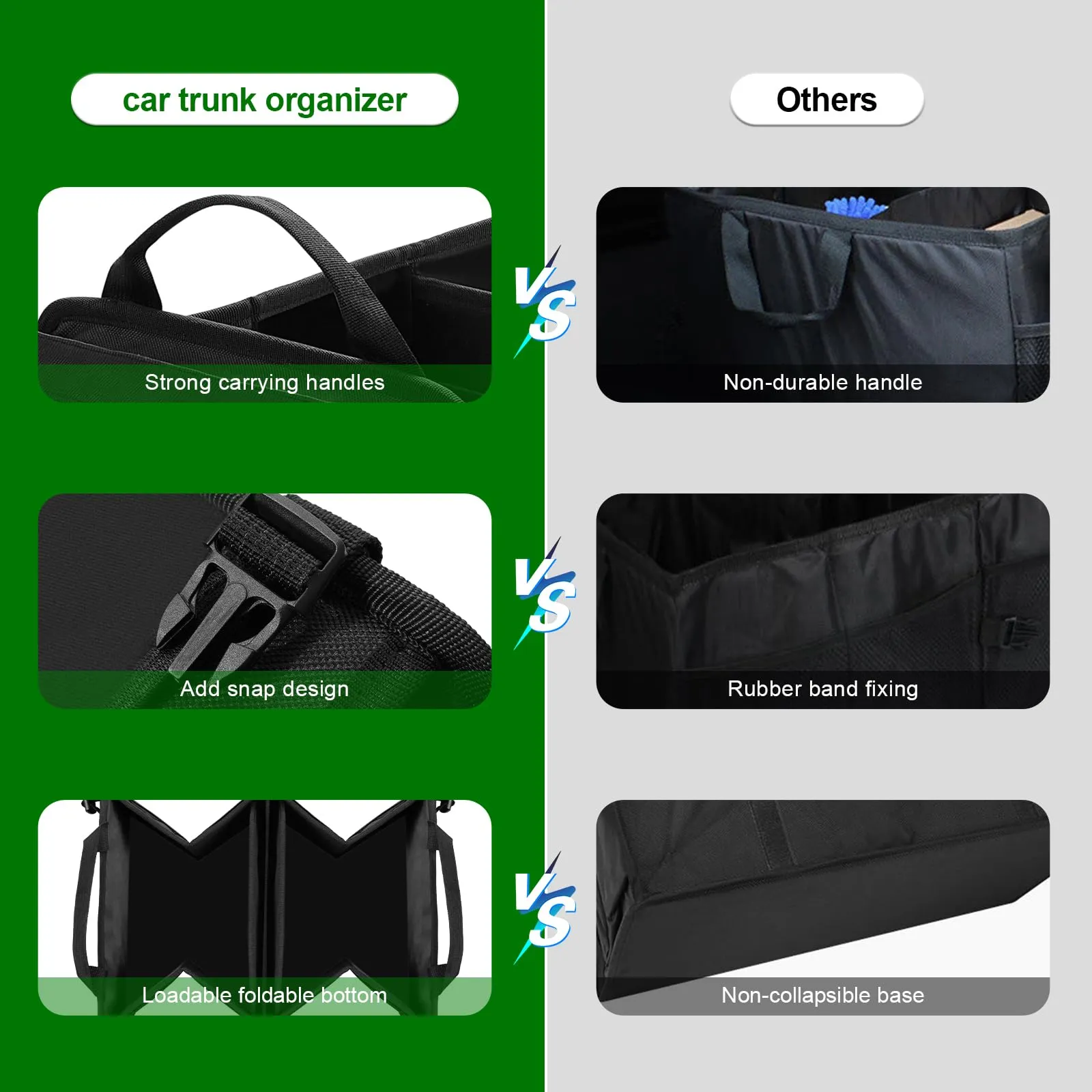 MORROLS Car Trunk Organizer,Car Storage Box Car Organizers and Storage Collapsible 2-Compartments Trunk Storage,Waterproof Car Storage Organizer Small