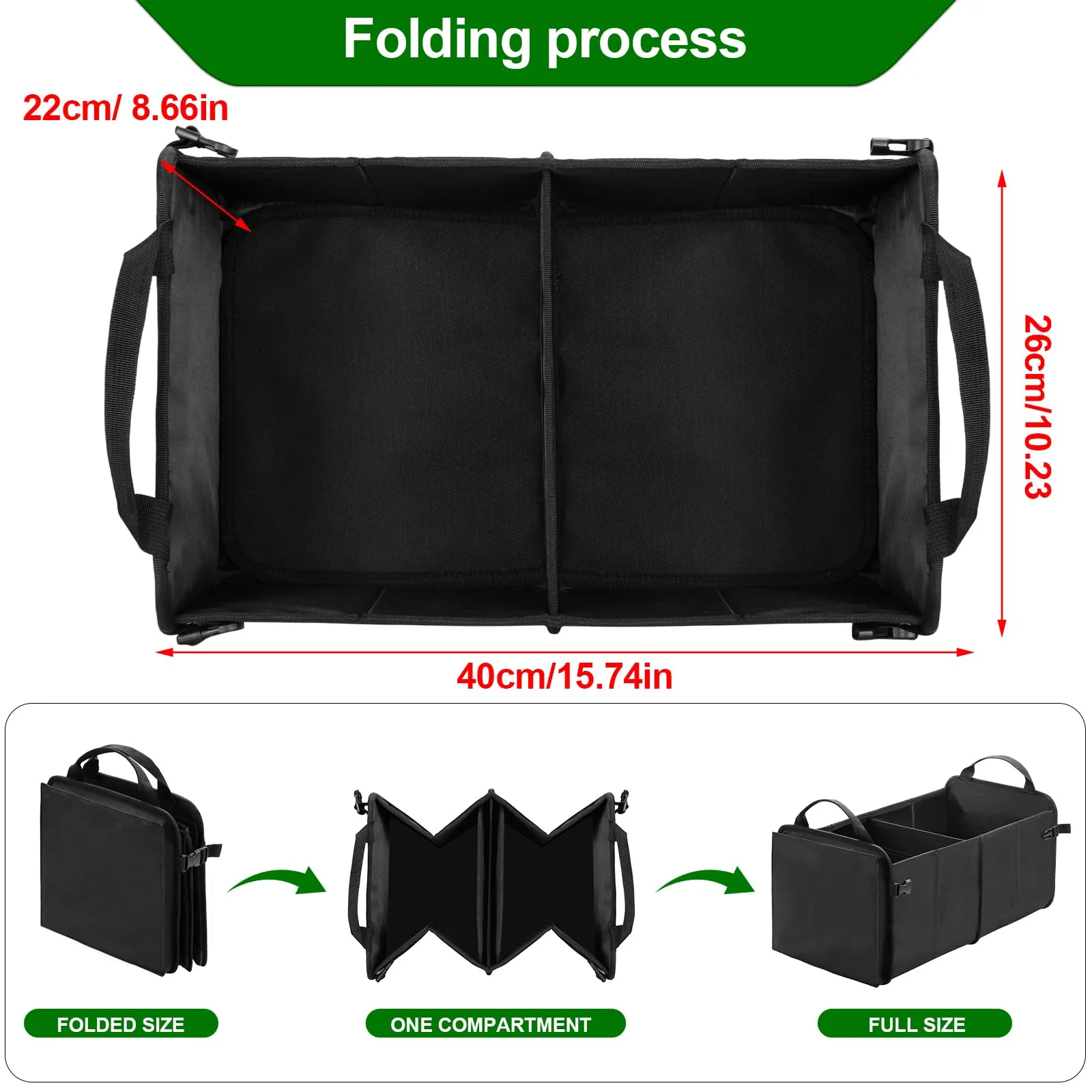MORROLS Car Trunk Organizer,Car Storage Box Car Organizers and Storage Collapsible 2-Compartments Trunk Storage,Waterproof Car Storage Organizer Small