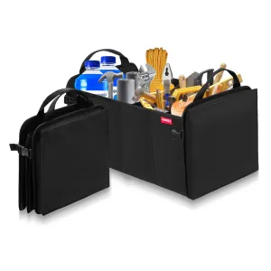 MORROLS Car Trunk Organizer,Car Storage Box Car Organizers and Storage Collapsible 2-Compartments Trunk Storage,Waterproof Car Storage Organizer Small