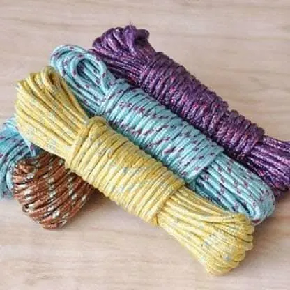 Multispace 10 Meter Nylon Braided Twisted Rope for Drying Clothes, Multi-Function Dry Hanging Outdoor Indoor Travel(Pack of 3 Piece, multiColour)