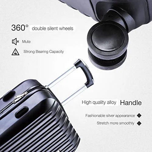 Murtisol 3 Pieces ABS Luggage Sets Hardside Spinner Lightweight Durable Spinner Suitcase 20" 24"