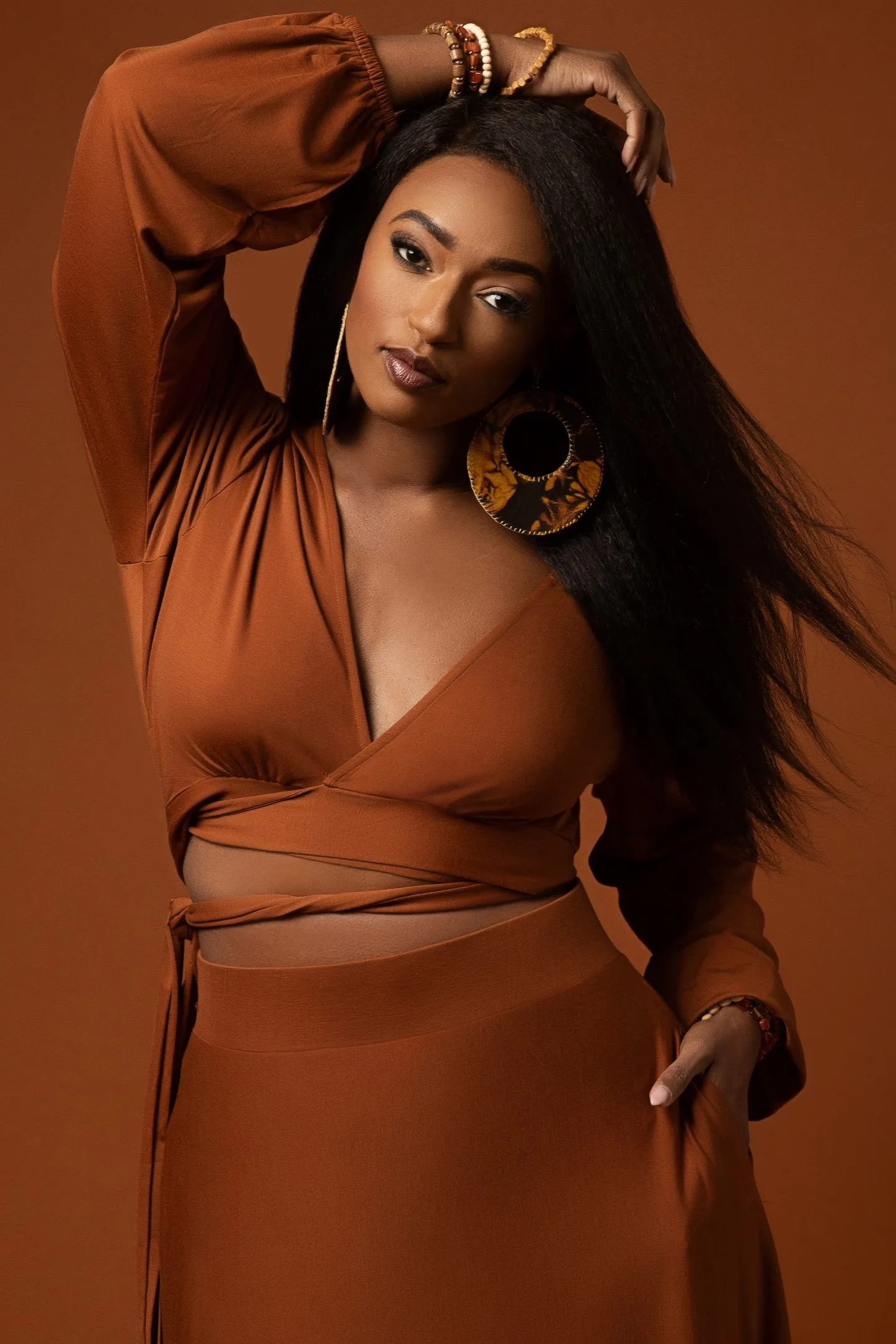 Nadia Chocolate Two-Piece Skirt Set