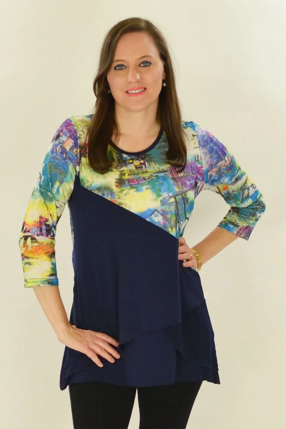 Navy River Tunic Top