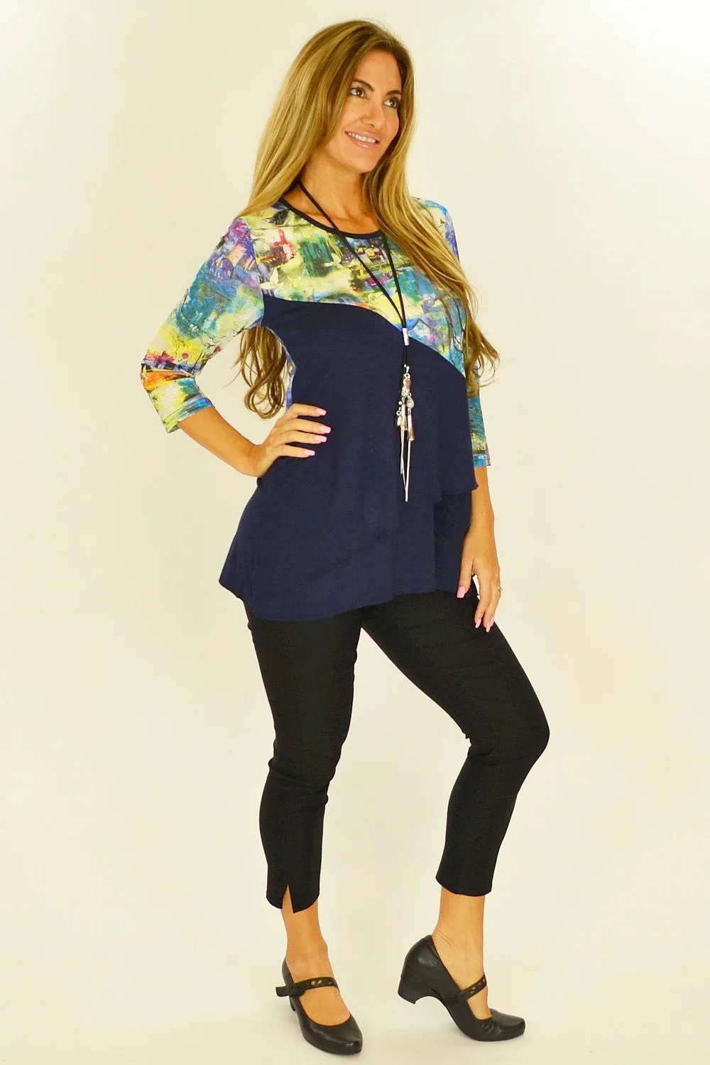 Navy River Tunic Top