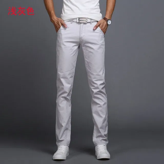 New Casual Pants Men Cotton Slim Fit Chinos Style