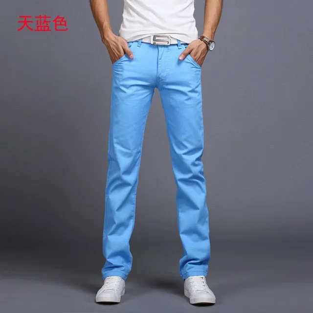New Casual Pants Men Cotton Slim Fit Chinos Style
