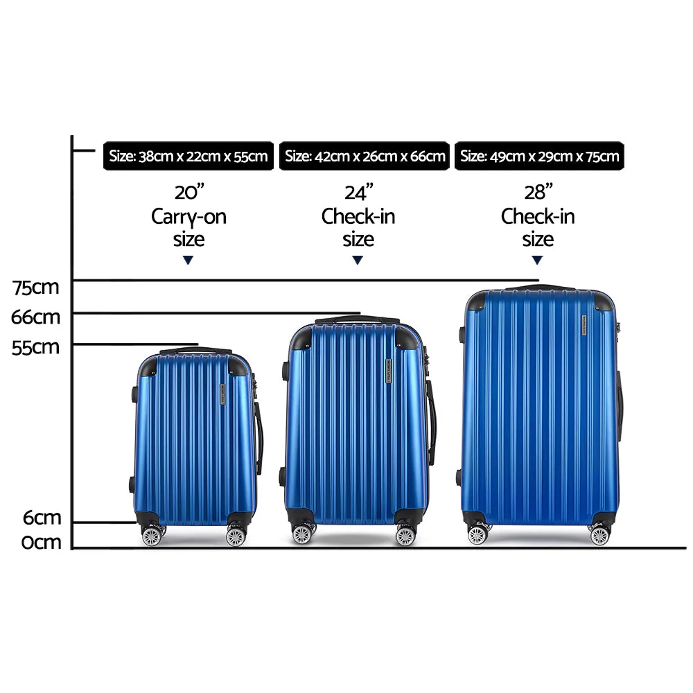 NNEDSZ 3 Piece Luggage Suitcase Trolley - Blue