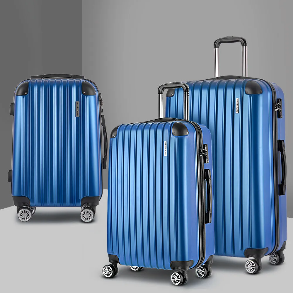 NNEDSZ 3 Piece Luggage Suitcase Trolley - Blue