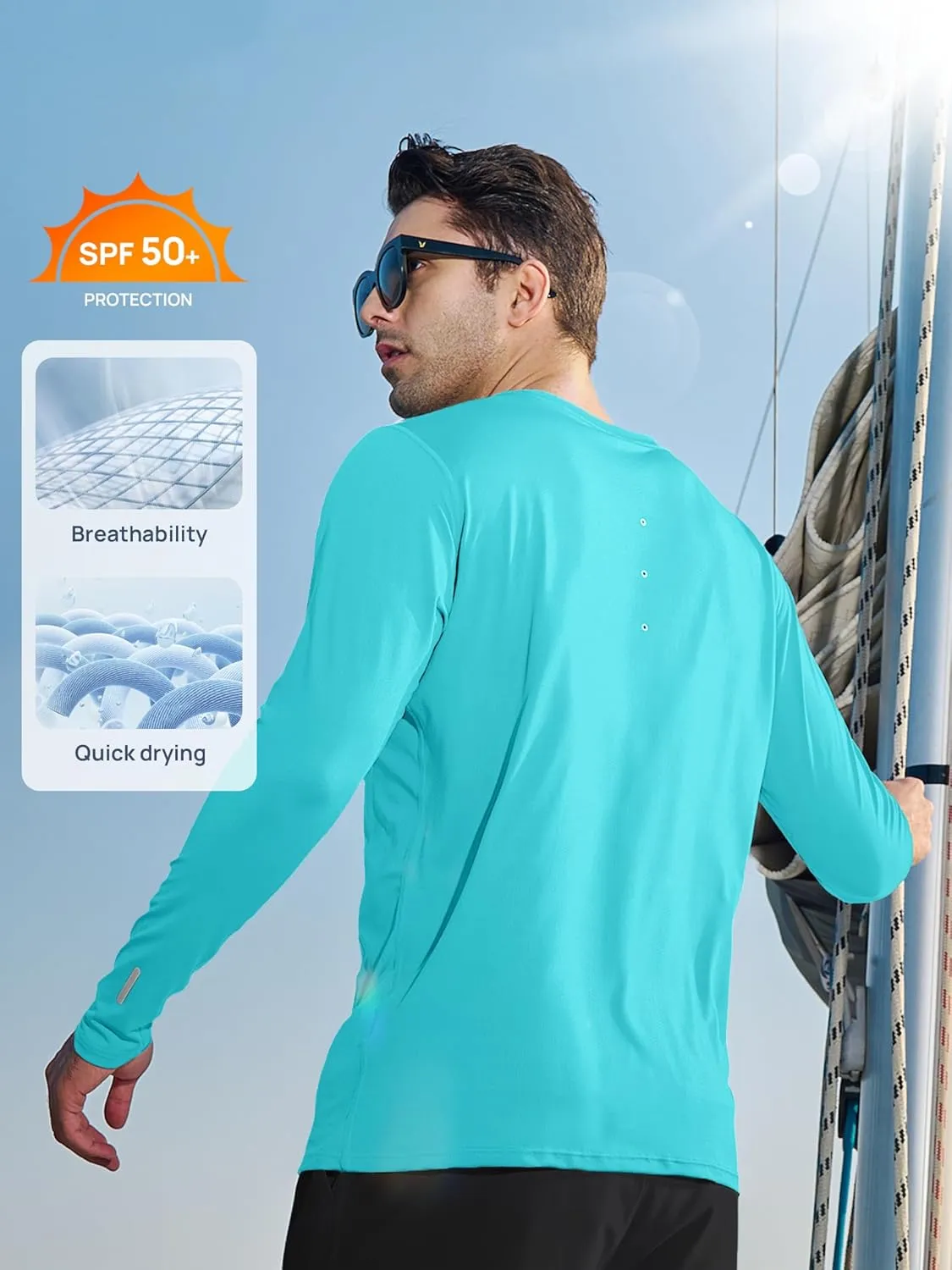 NORTHYARD Men's Sun Protection UPF 50  Shirts UV Rash Guard Long Sleeve Swim Fishing Running Shirt Workout Athletic Hiking
