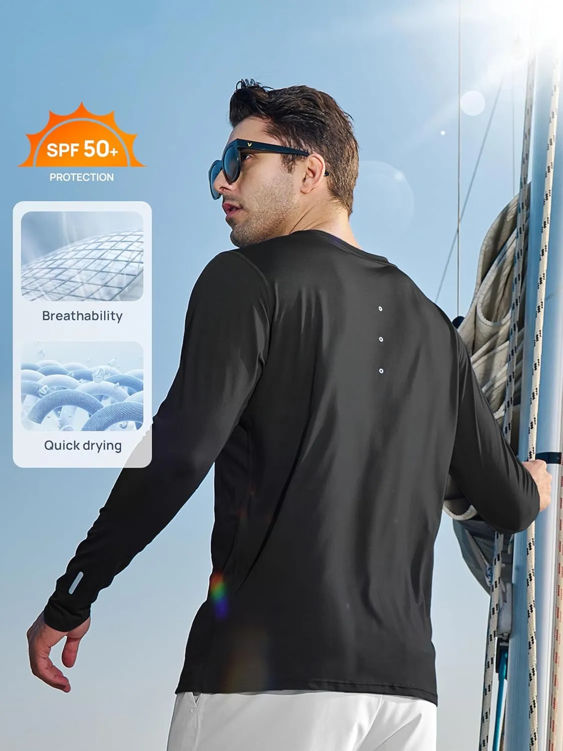 NORTHYARD Men's Sun Protection UPF 50  Shirts UV Rash Guard Long Sleeve Swim Fishing Running Shirt Workout Athletic Hiking