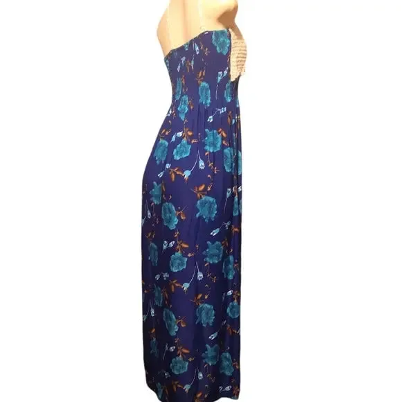 Ocean Blue Floral Knit Vacation Dress