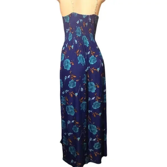 Ocean Blue Floral Knit Vacation Dress