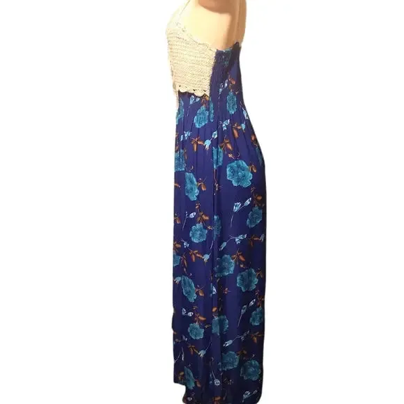 Ocean Blue Floral Knit Vacation Dress