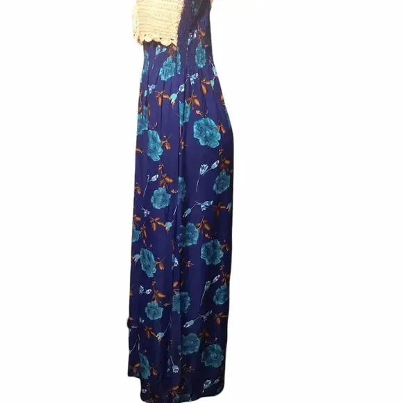 Ocean Blue Floral Knit Vacation Dress