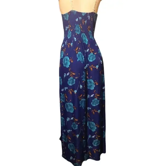 Ocean Blue Floral Knit Vacation Dress
