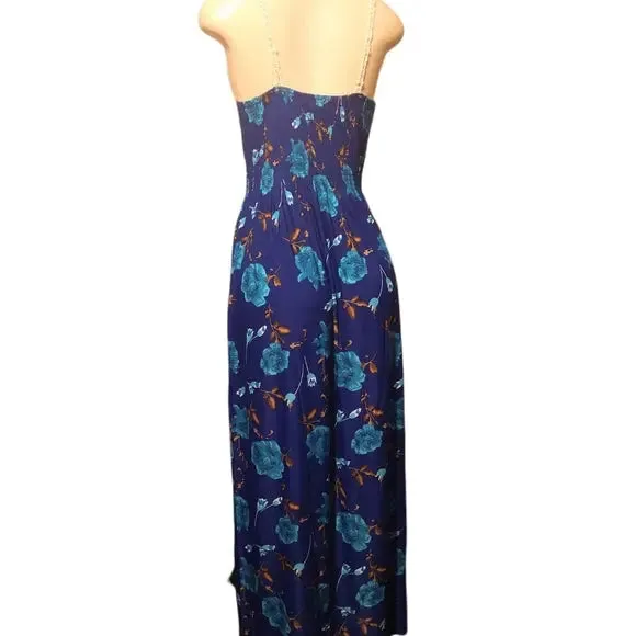 Ocean Blue Floral Knit Vacation Dress