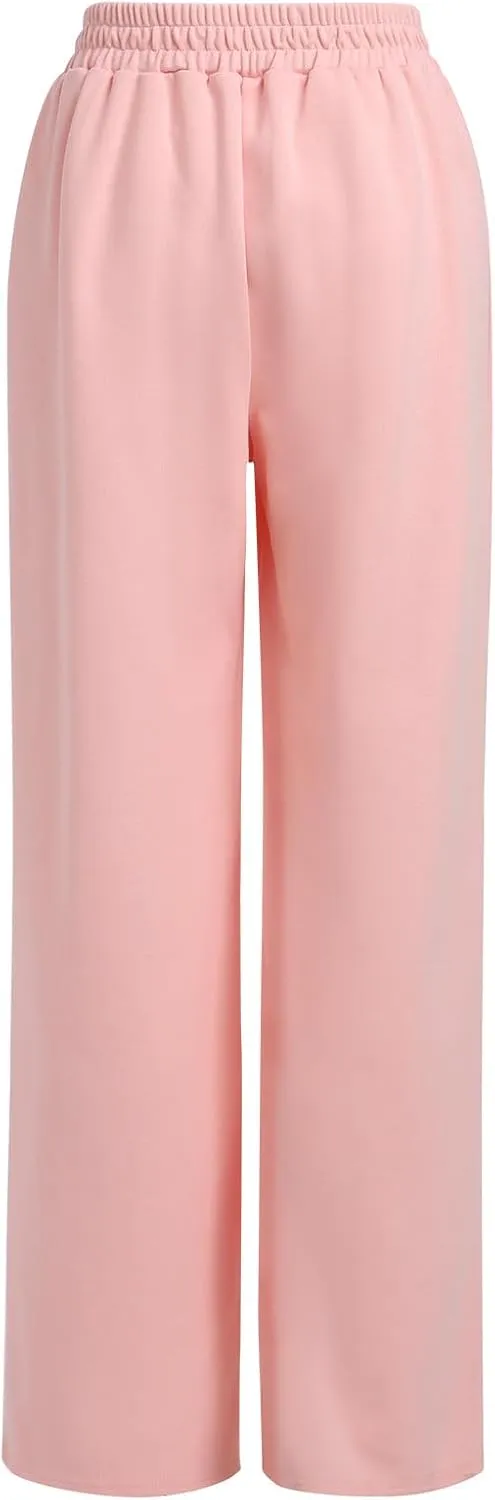 ODIZLI Women's High Waist Wide Leg Pants Casual Trousers Sweatpants Lounge Wear Fashion