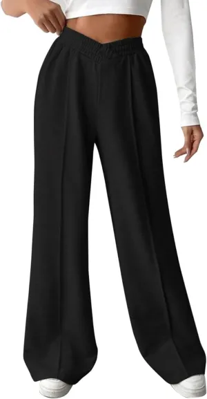 ODIZLI Women's High Waist Wide Leg Pants Casual Trousers Sweatpants Lounge Wear Fashion