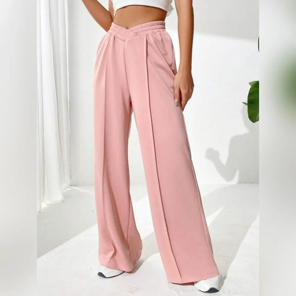 ODIZLI Women's High Waist Wide Leg Pants Casual Trousers Sweatpants Lounge Wear Fashion