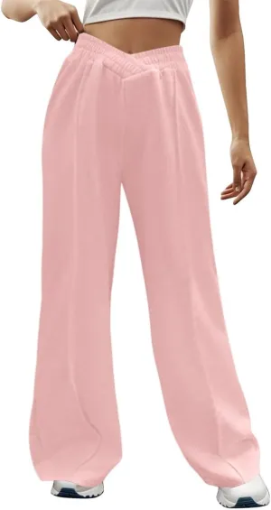 ODIZLI Women's High Waist Wide Leg Pants Casual Trousers Sweatpants Lounge Wear Fashion