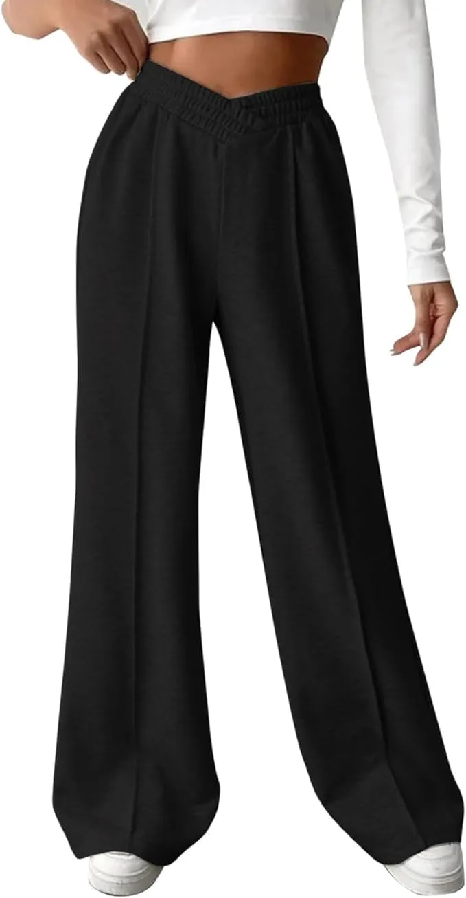 ODIZLI Women's High Waist Wide Leg Pants Casual Trousers Sweatpants Lounge Wear Fashion