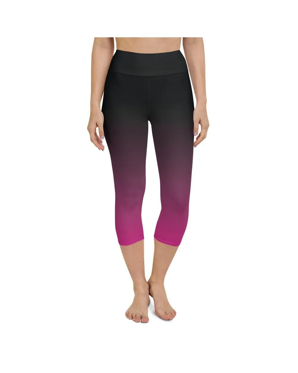 Ombre Black to Pink Yoga Capris