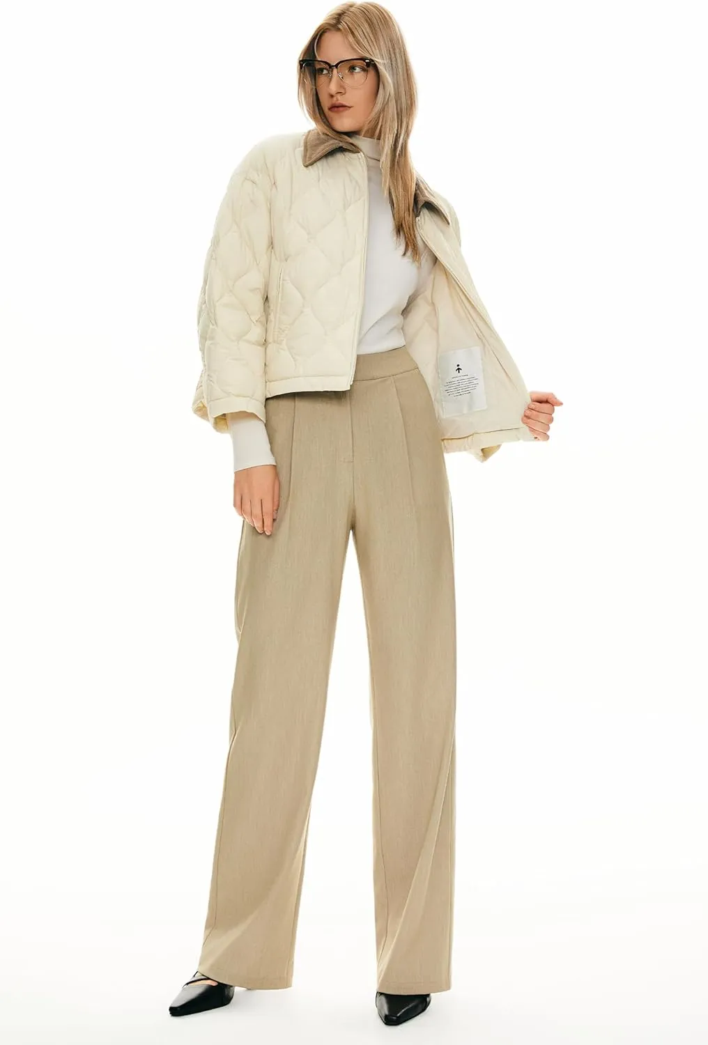 Orolay Women's Lightweight Quilted Jacket Puffer Cropped Down Coat Zip Up Warm with Pockets for Fall and Winter