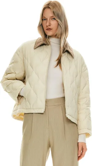 Orolay Women's Lightweight Quilted Jacket Puffer Cropped Down Coat Zip Up Warm with Pockets for Fall and Winter