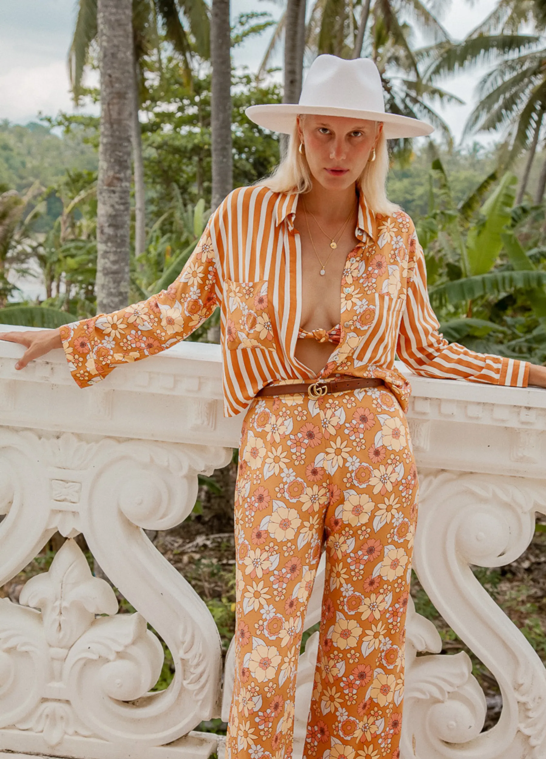 Palm Collective - Sunshine Blouse - Orange Vintage Floral