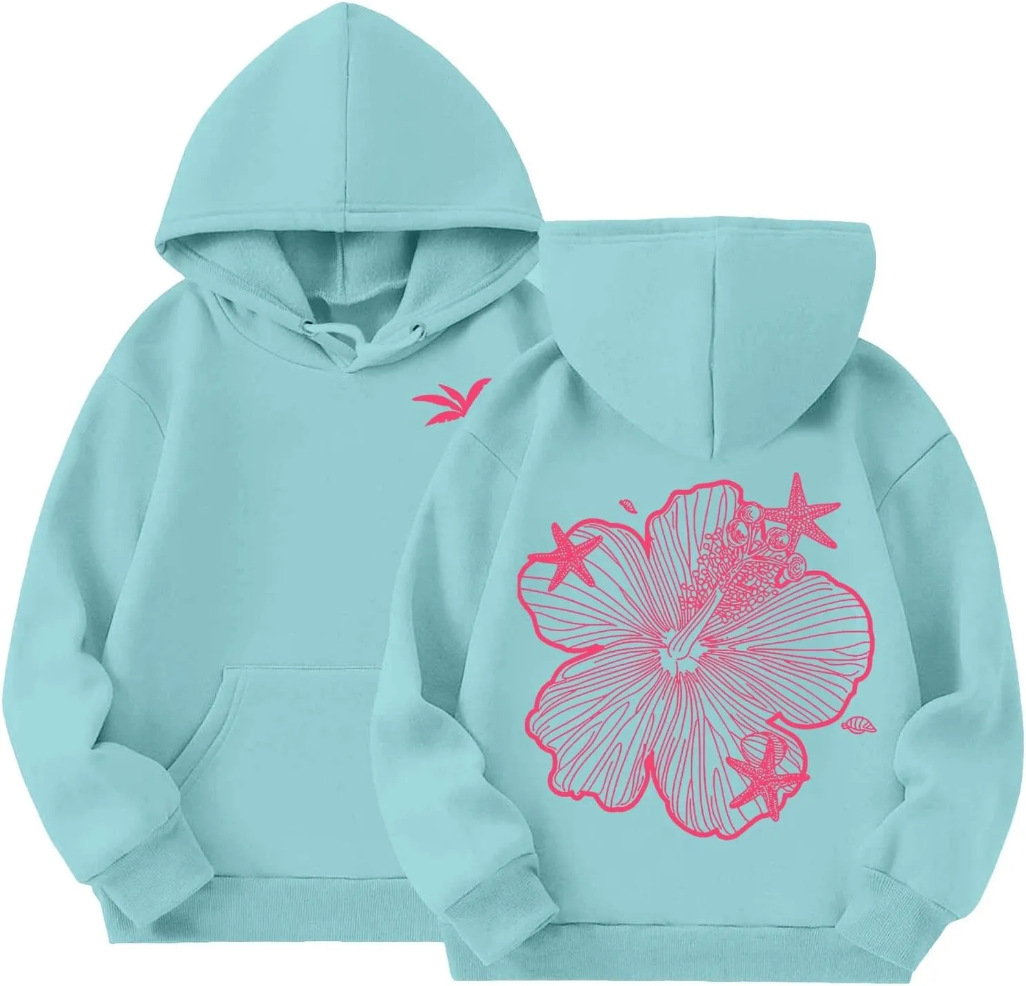 Palm Puff Hoodies For Kids Girls Cute Graphic Preppy Sweatshirt Teen Girls Oversized Y2K Hoodie Pullover with Pockets
