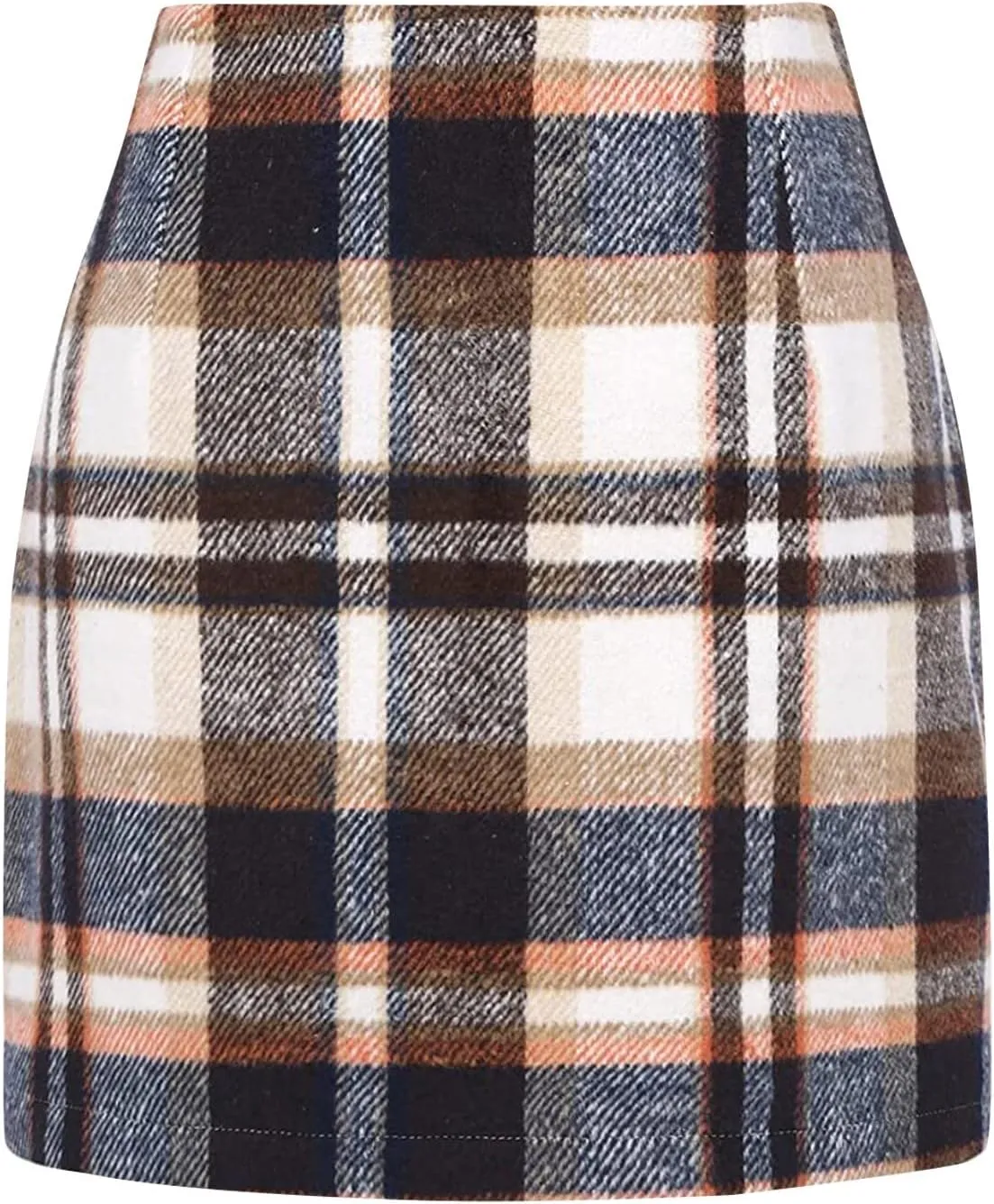 Pencil Skirt for Women Elegant Tartan High Waisted Casual Work Office Bodycon Slim Pull On Soft Checked Vintage Mini Skirt