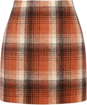 Pencil Skirt for Women Elegant Tartan High Waisted Casual Work Office Bodycon Slim Pull On Soft Checked Vintage Mini Skirt