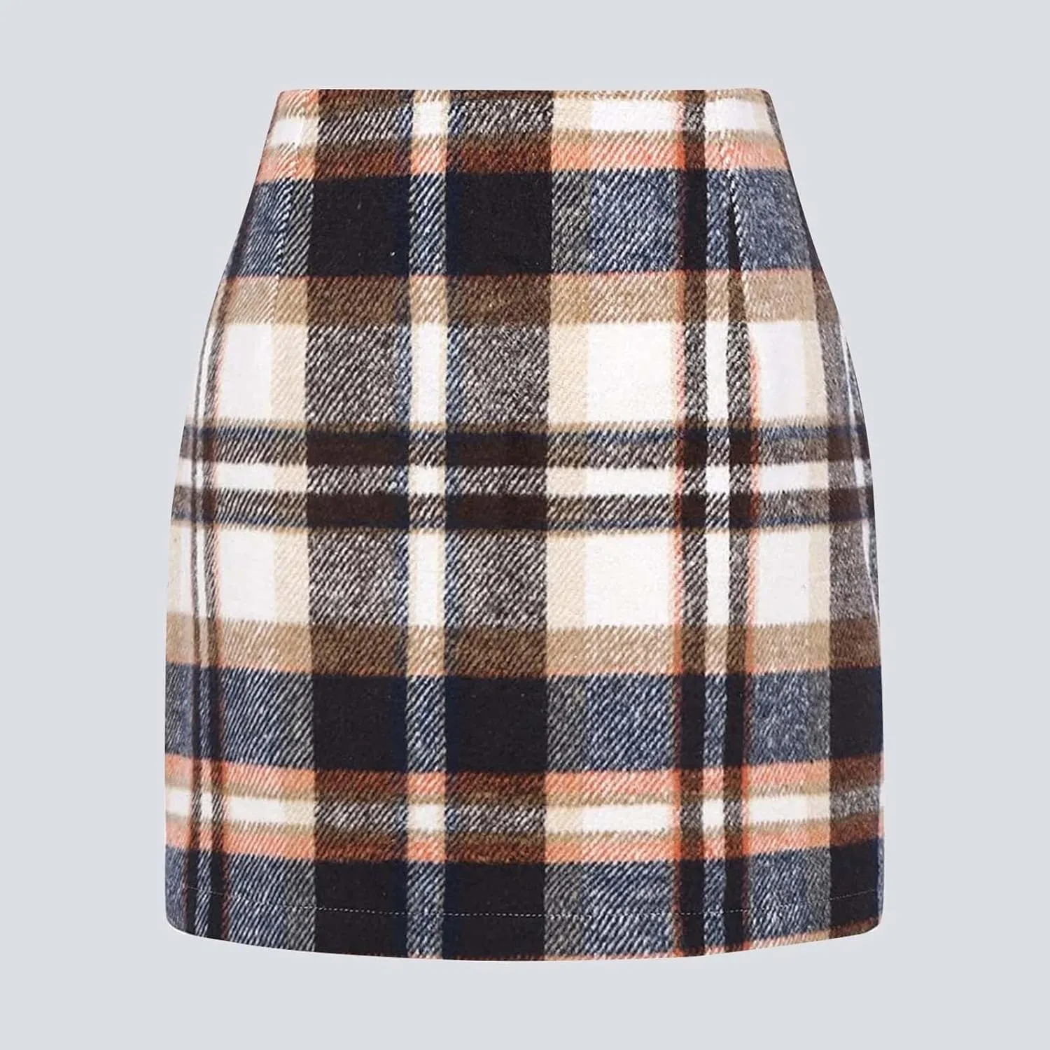 Pencil Skirt for Women Elegant Tartan High Waisted Casual Work Office Bodycon Slim Pull On Soft Checked Vintage Mini Skirt