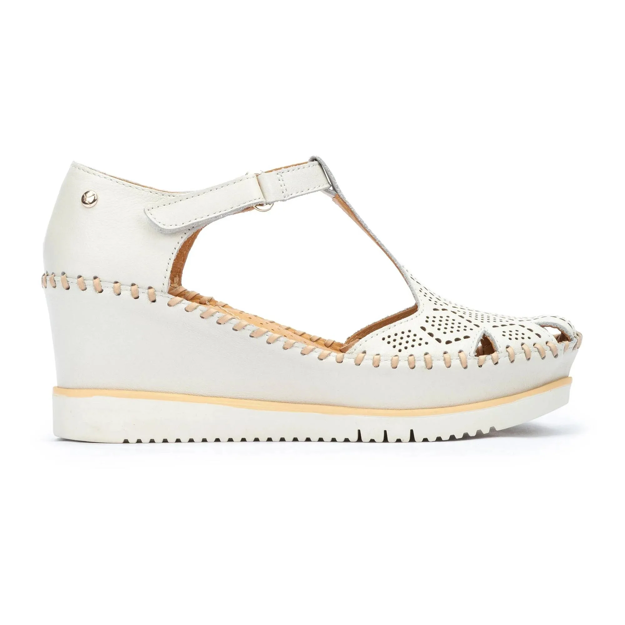 Pikolinos Women's W3Z-1991 Aguadulce Leather Wedge Sandals Nata Cream