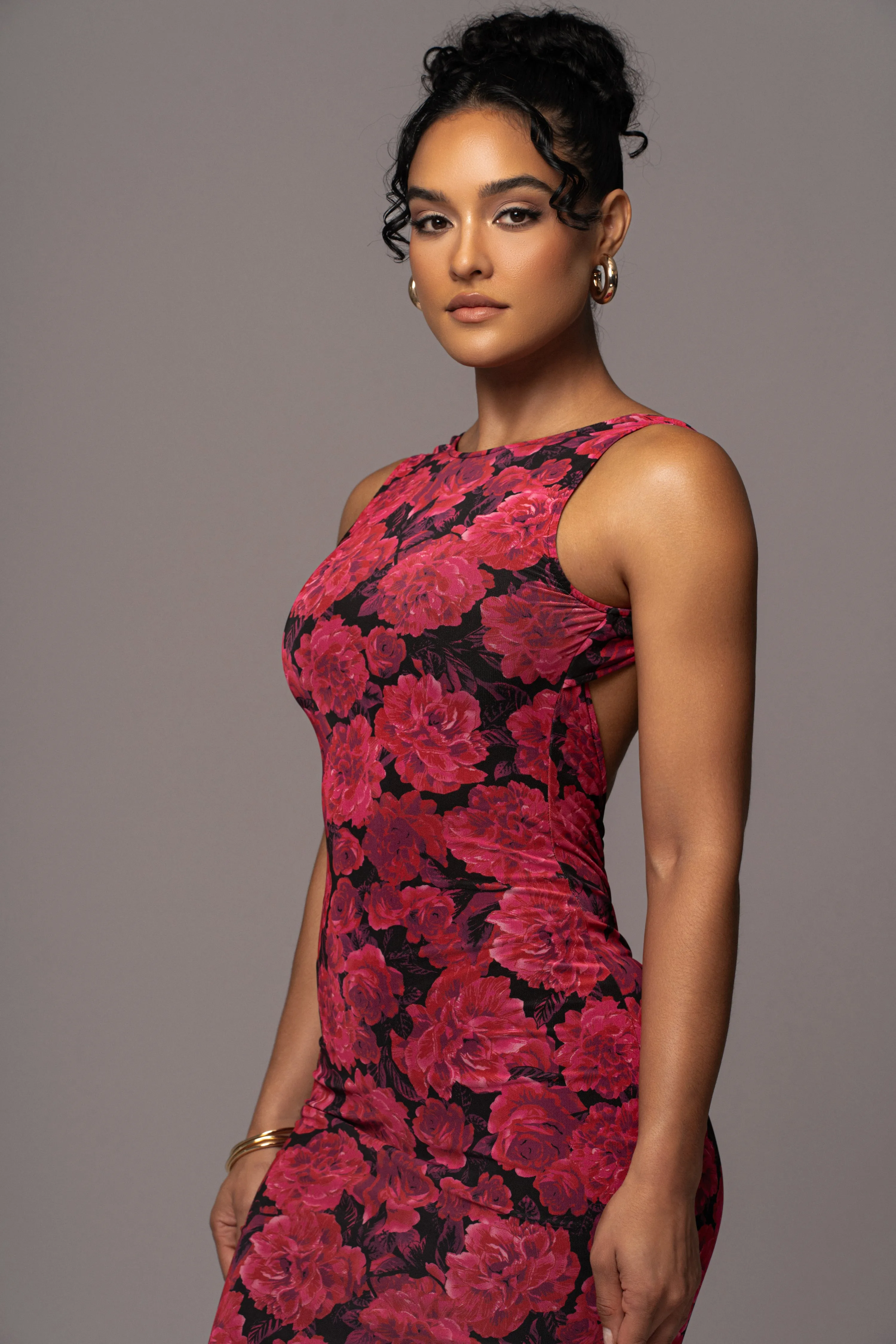Pink Floral Front And Center Maxi Dress