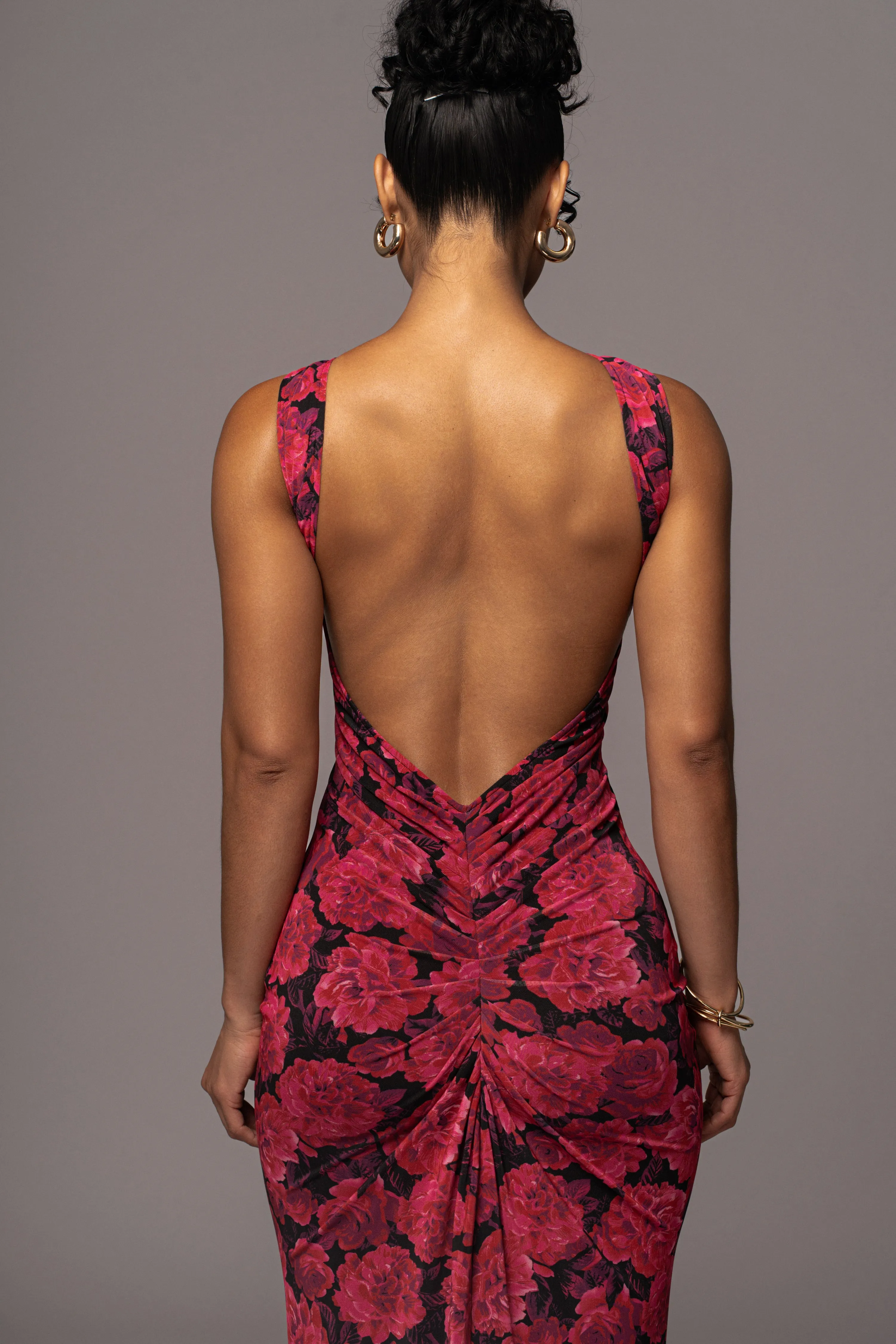 Pink Floral Front And Center Maxi Dress