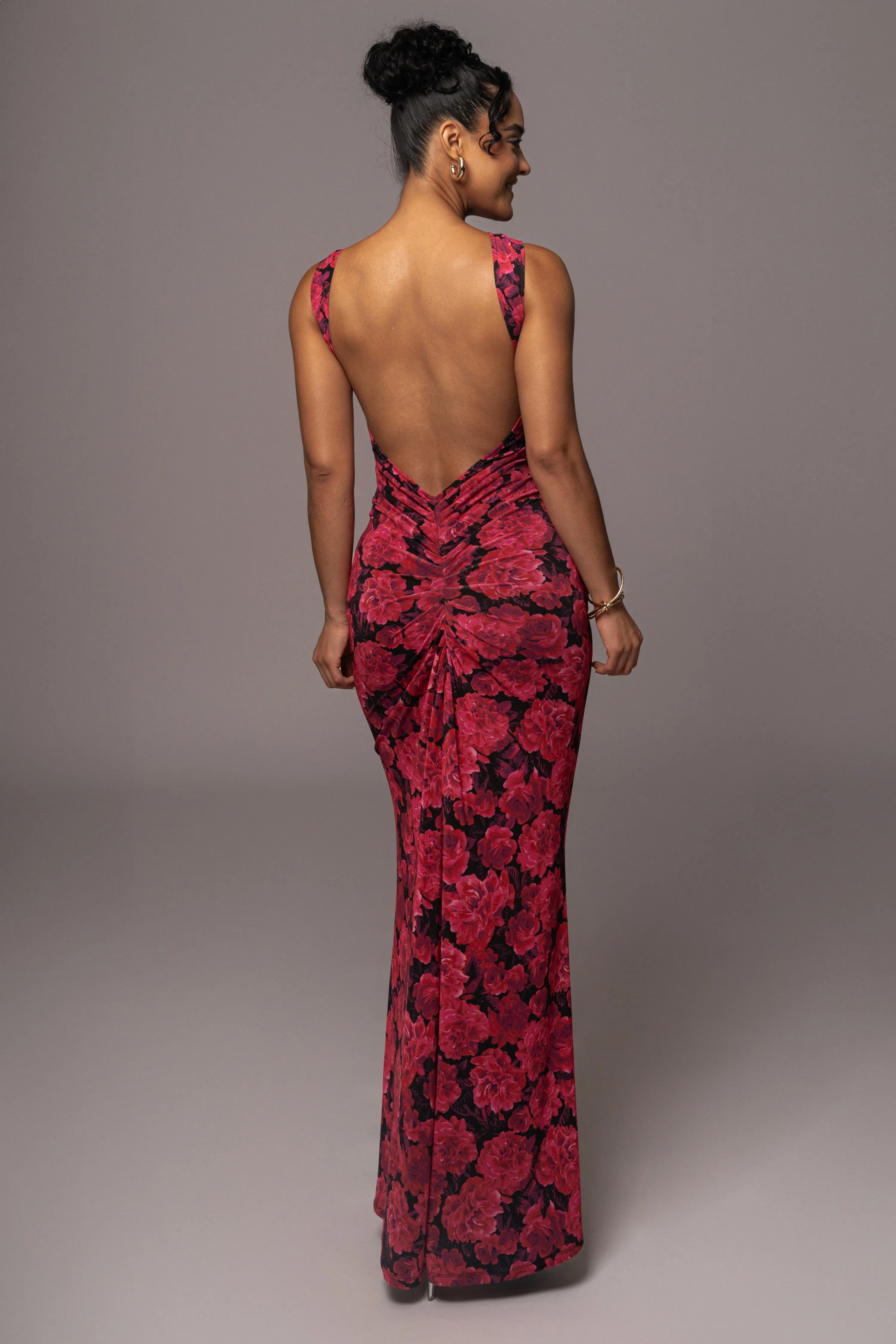 Pink Floral Front And Center Maxi Dress