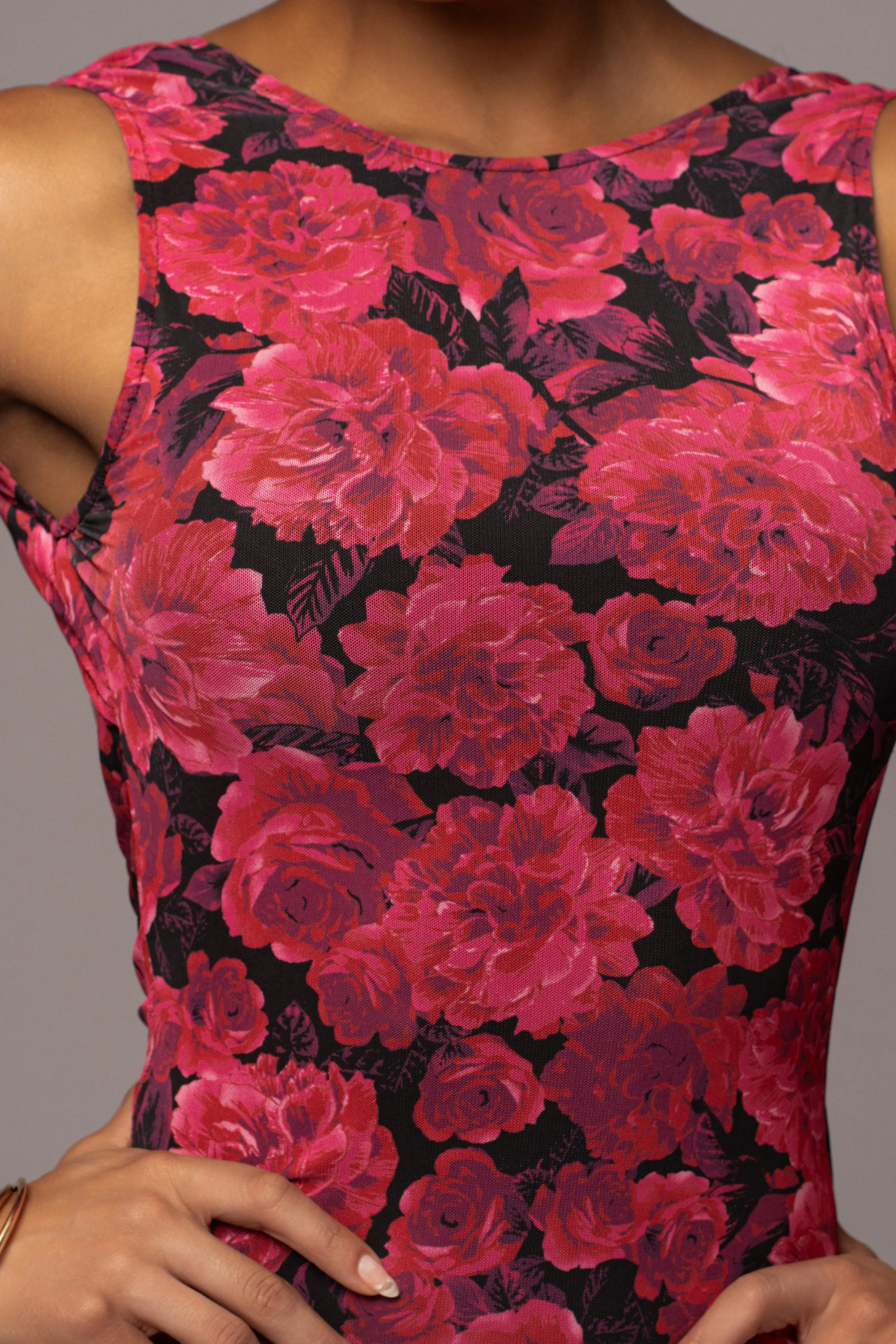 Pink Floral Front And Center Maxi Dress
