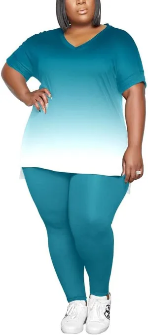 PINSV Women's Plus Size 2 Piece Outfits Sweatsuits Tracksuit Loungewear Sets