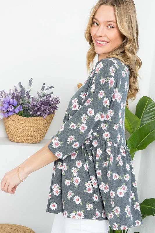 PLUS ALLOVER DIZZY BABYDOLL TOP