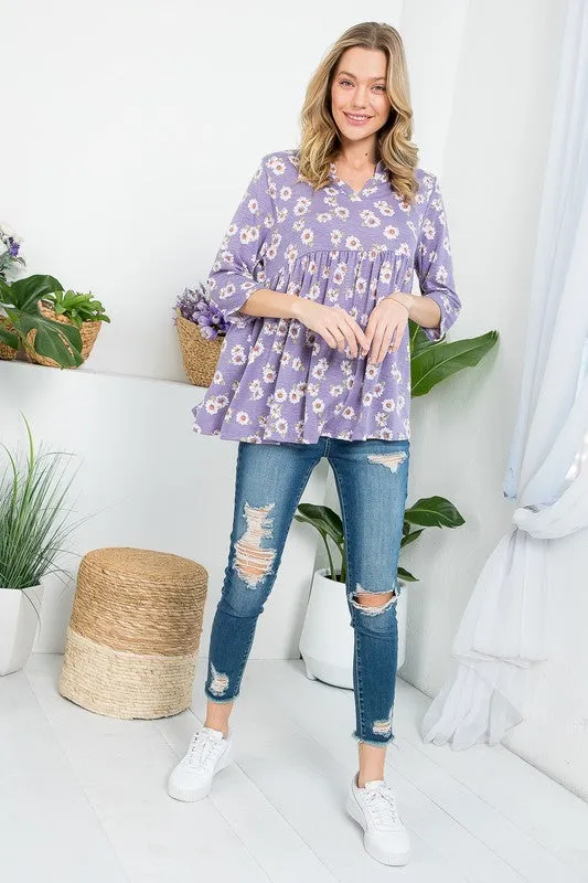 PLUS ALLOVER DIZZY BABYDOLL TOP