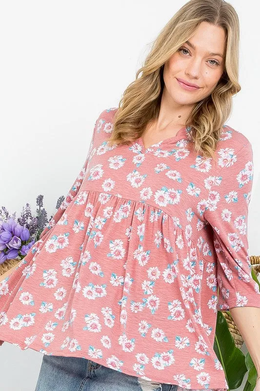 PLUS ALLOVER DIZZY BABYDOLL TOP