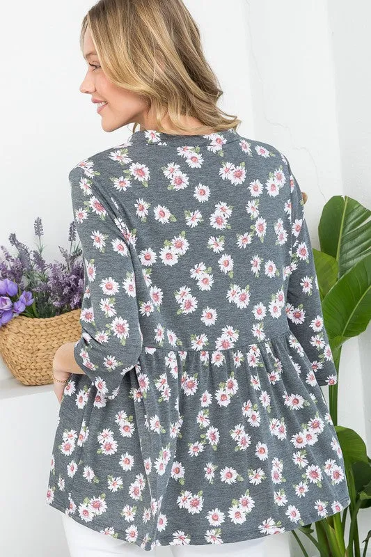 PLUS ALLOVER DIZZY BABYDOLL TOP