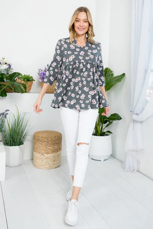 PLUS ALLOVER DIZZY BABYDOLL TOP