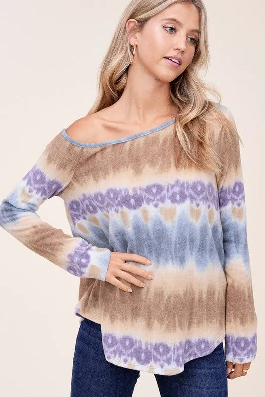 PLUS COZY TIE DYE ONE SHOULDER TOP
