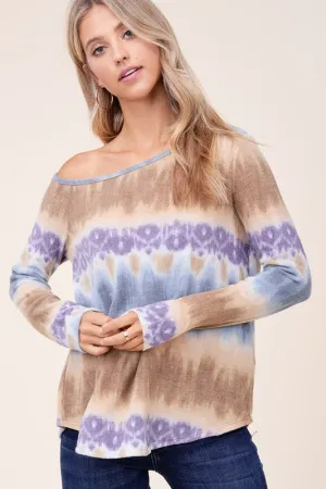 PLUS COZY TIE DYE ONE SHOULDER TOP