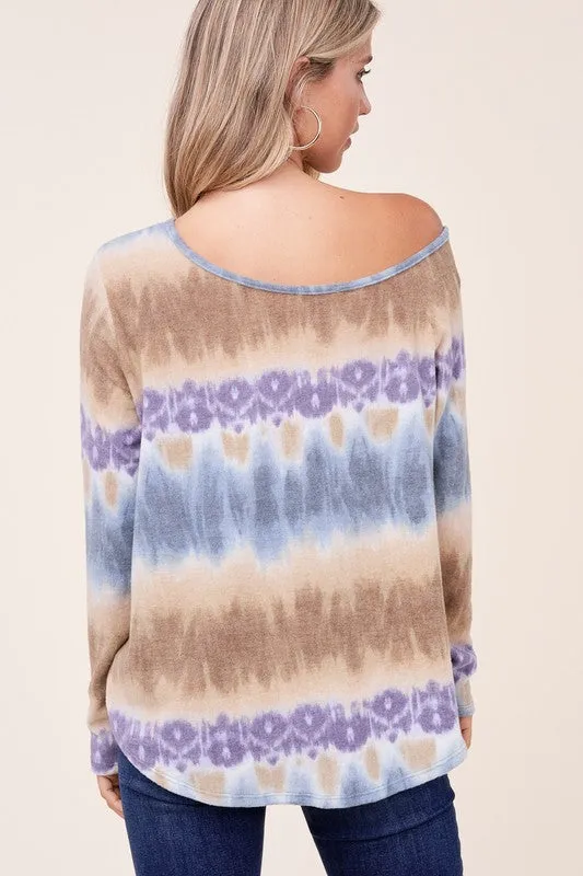 PLUS COZY TIE DYE ONE SHOULDER TOP